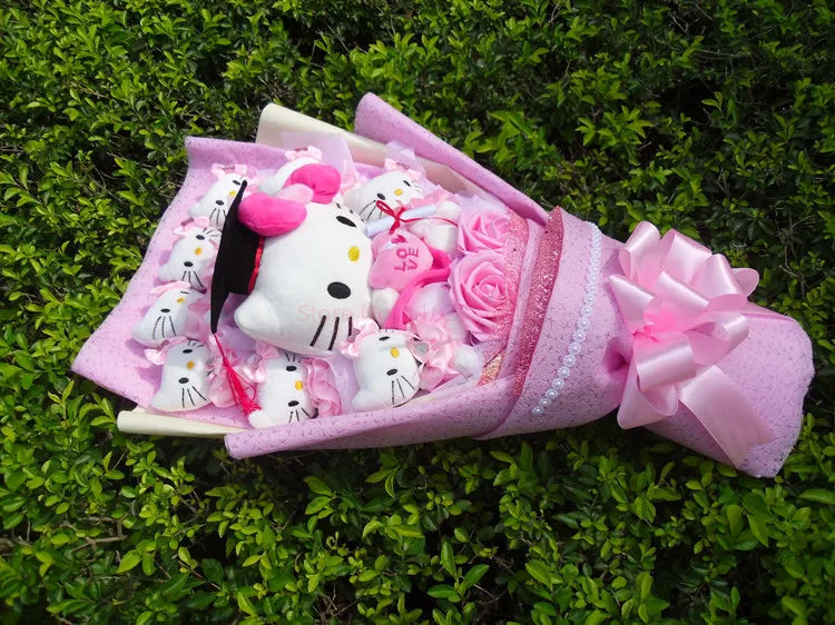 Sanrio Hello Kitty Plush Bouquet With Graduation Hats Flowers - Tophatter Daily Deals