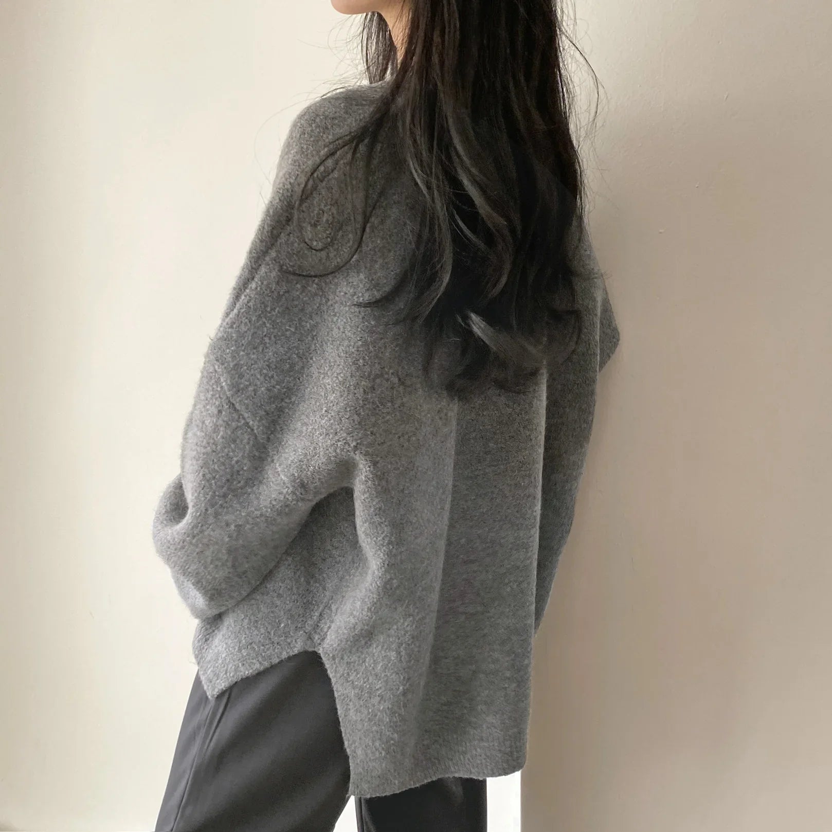 Oversized Cozy Women's Pullover - O Neck, Knit, Office Wear - Tophatter Daily Deals