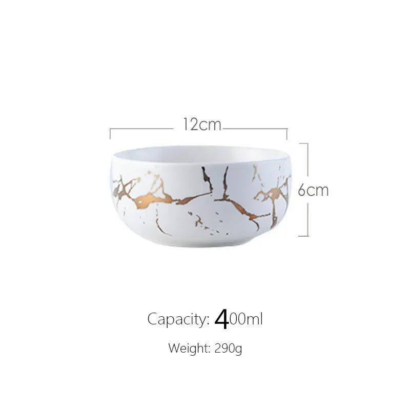 Marble Ceramic Bowl Set Nordic Tableware Minimalist White-S - Tophatter Daily Deals