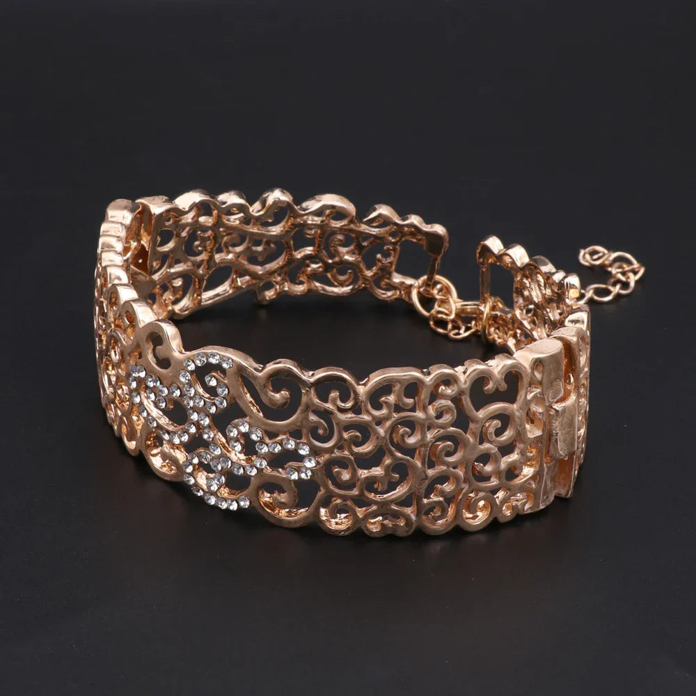 Jewelry Set Necklace Earrings Ring Bracelet (Gold) Apparel & Accessories > Jewelry > Jewelry Sets - Tophatter Daily Deals