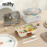 Miffy 3-Section Stainless Steel Lunch Box with Cutlery Animals - Tophatter Daily Deals