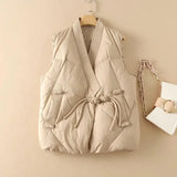 Insulating Womens Vest - Cropped Quilted, Streetwear Khaki - Tophatter Daily Deals