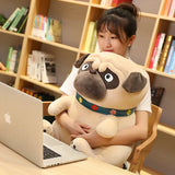3D Brown Pug Plushie With Green Collar Animals - Tophatter Daily Deals