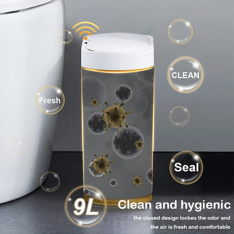 Automatic Sensor Trash Can Narrow Roman Stripe Bathroom Bin - Tophatter Daily Deals