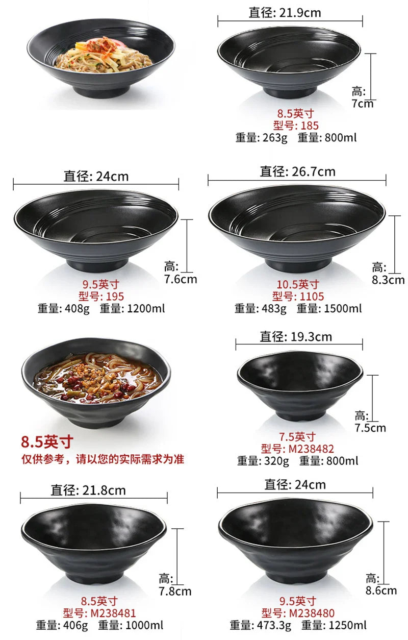 Ramen Bowl Black Plastic Japanese Style Noodle Bowl - Tophatter Daily Deals