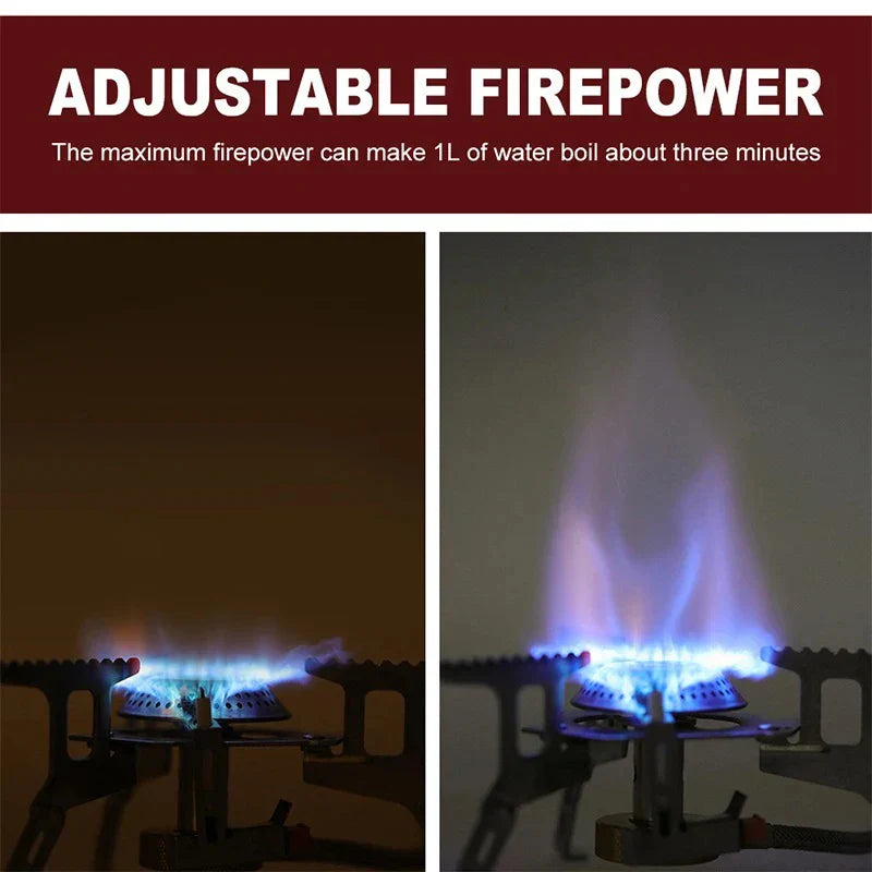 3500W Portable Folding Camping Gas Stove with Adapter Silver Camp Cooking - Tophatter Daily Deals