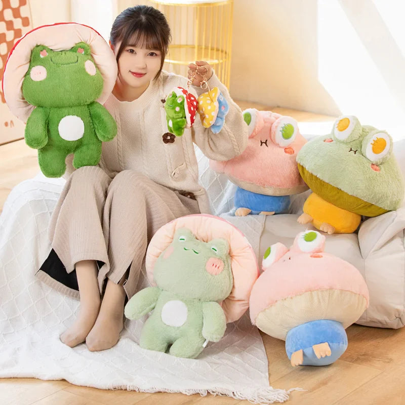 Soft Frog Plushie Stuffed Kawaii Animals Red Mushroom Hat Frogs Animals - Tophatter Daily Deals