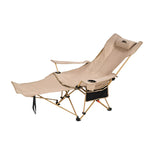 2-in-1 Reclining Camping Chair Adjustable Khaki Camp Furniture - Tophatter Daily Deals