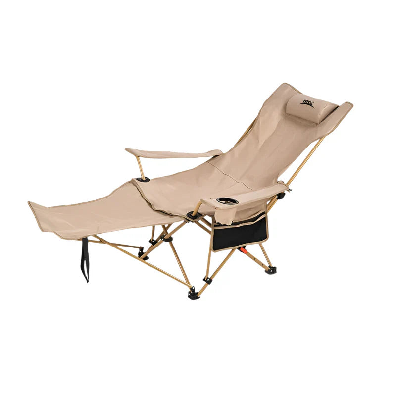 2-in-1 Reclining Camping Chair Adjustable Khaki Camp Furniture - Tophatter Daily Deals
