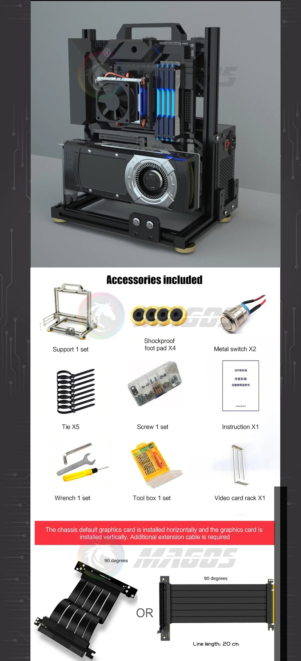Open Frame PC Case Modular ATX MATX ITX Aluminum Rack - Tophatter Daily Deals