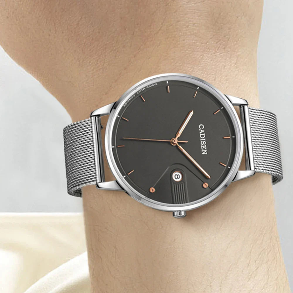 Ultra Thin Swiss Quartz Mesh Strap Watch 7mm Sapphire - Tophatter Daily Deals