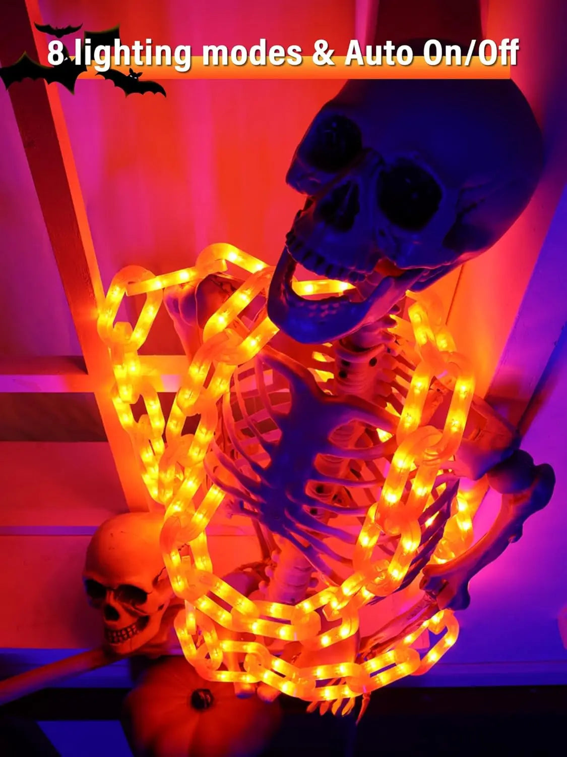 Solar Battery Halloween Chain Lights Waterproof 8 Modes - Tophatter Daily Deals