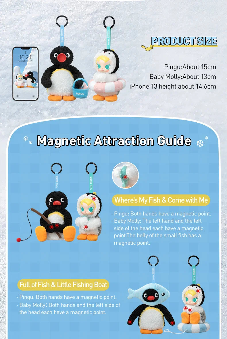 Genuine Pop Mart Baby Molly × Pingu Happy Fishing Series Vinyl Pendant Blind Box Animals - Tophatter Daily Deals