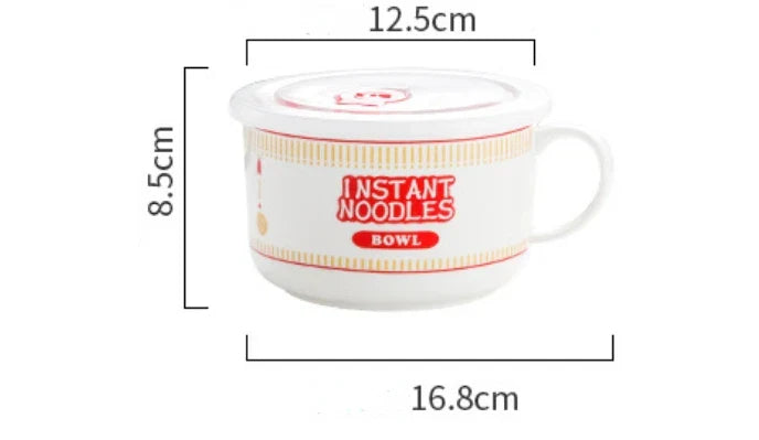 Instant Noodle Bowl Ceramic With Handle And Lid Large - Tophatter Daily Deals
