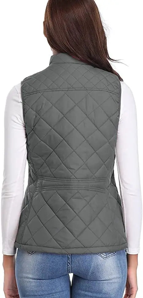 Lightweight Women Quilted Vest - Stand Collar Cotton Winter - Tophatter Daily Deals