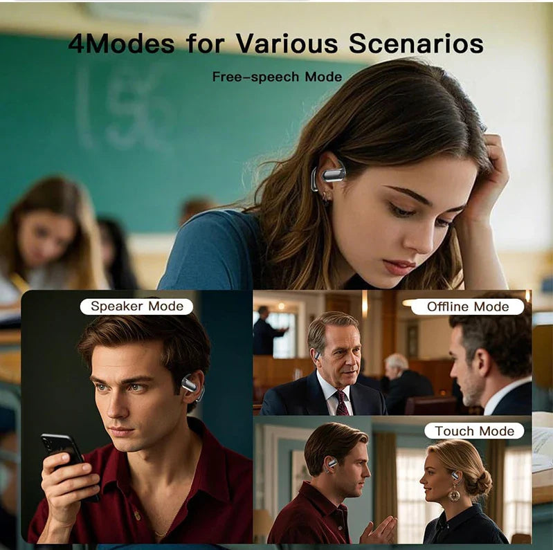 AI Translation Open Ear Earbuds With LCD Touch Screen - Tophatter Daily Deals