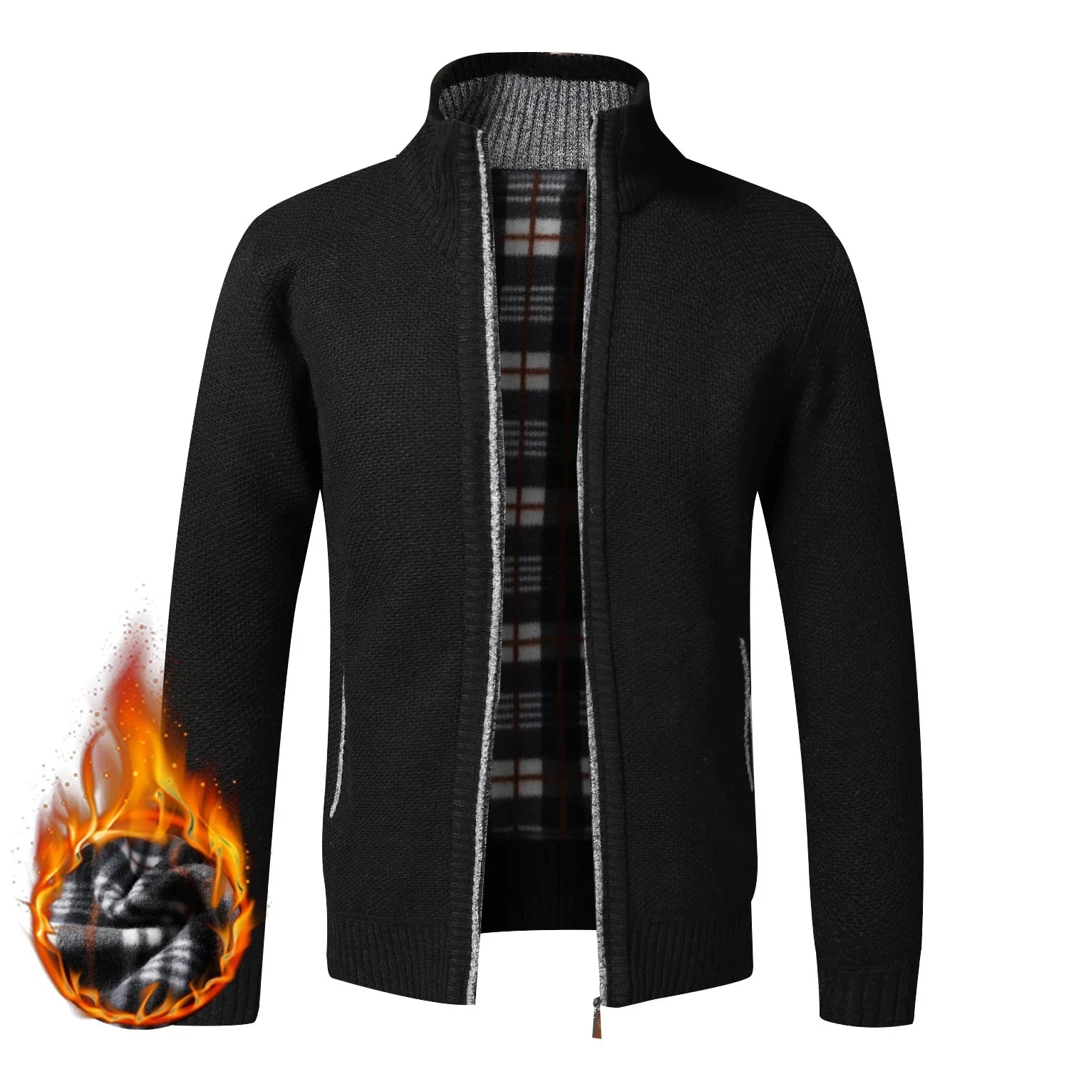 Men's Fleece Zip Cardigan Jacket Slim Fit Knit - Tophatter Daily Deals