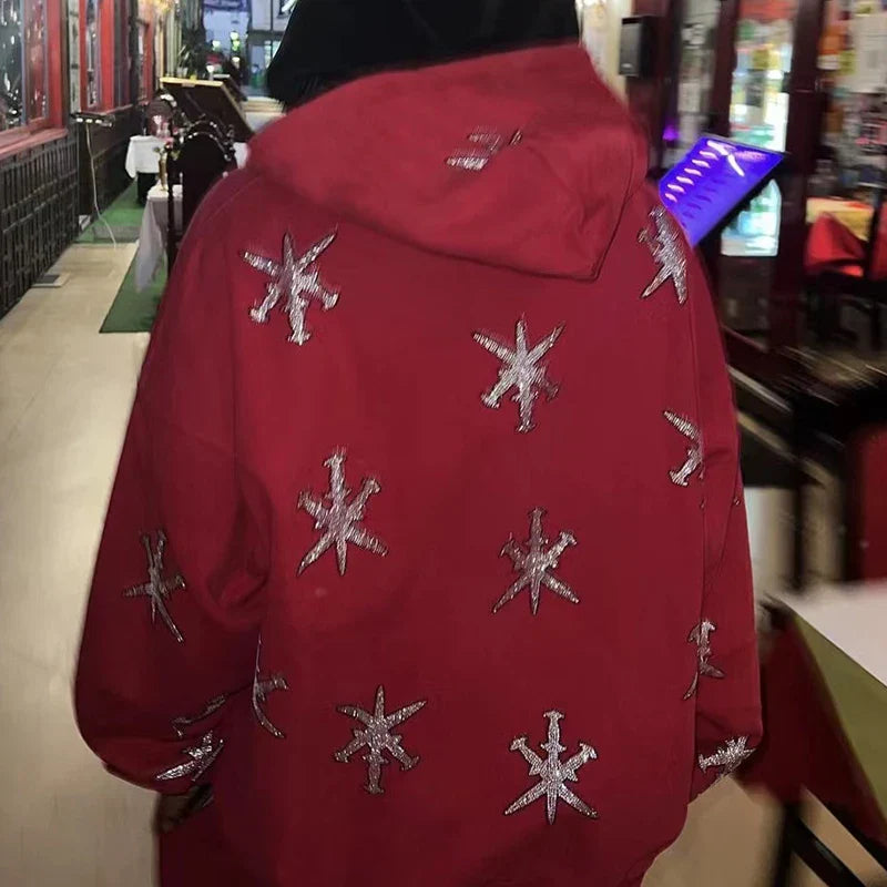 Oversized Men’s Zip Hoodie - Rhinestone Skeleton, Cotton - Tophatter Daily Deals