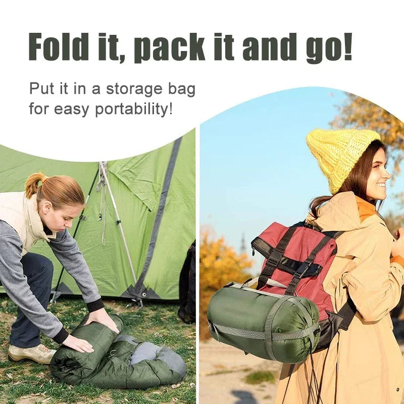 4-Season Waterproof Sleeping Bag Envelope-Style Green Sleeping Bags - Tophatter Daily Deals