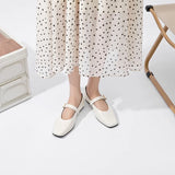 Supportive Women Mary Jane Flats - Square Toe, Leather - Tophatter Daily Deals