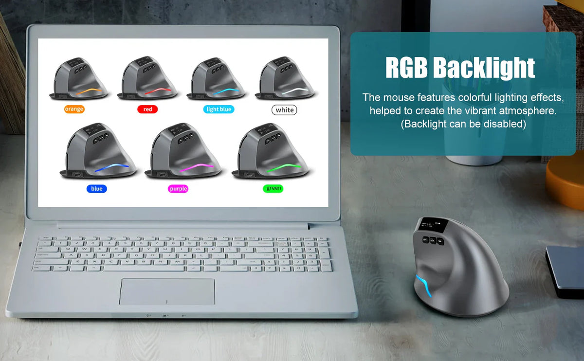 Bluetooth Vertical Ergonomic Mouse With OLED Screen - Tophatter Daily Deals