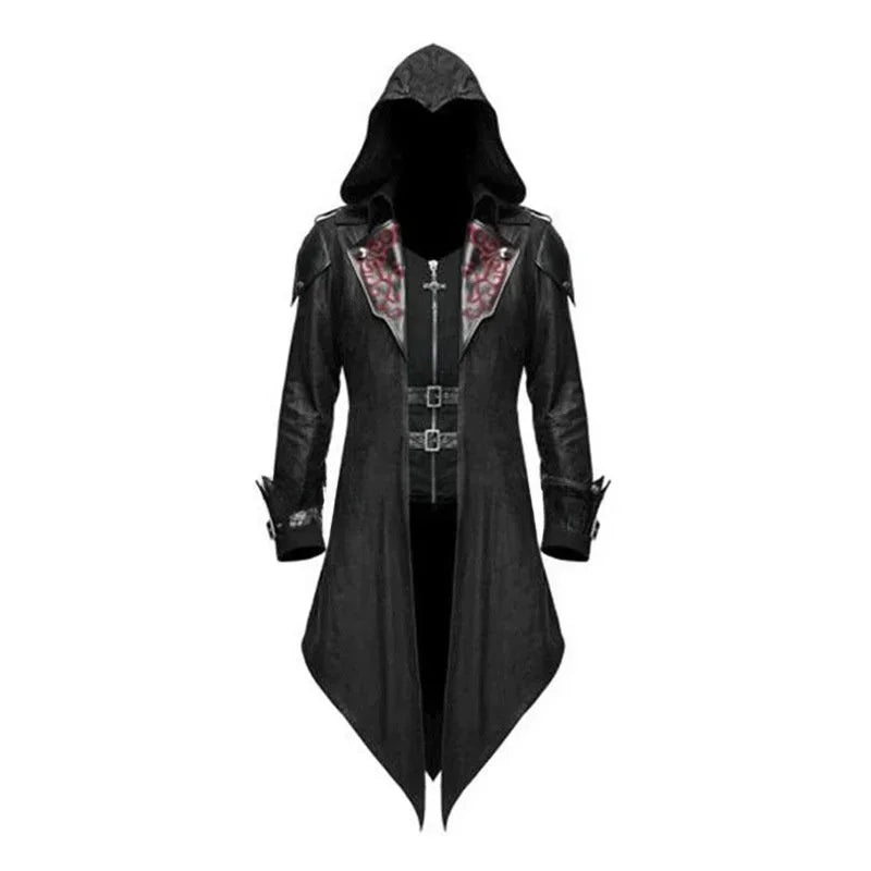 Medieval Assassin Hooded Jacket Costume Halloween 2025 Black - Tophatter Daily Deals