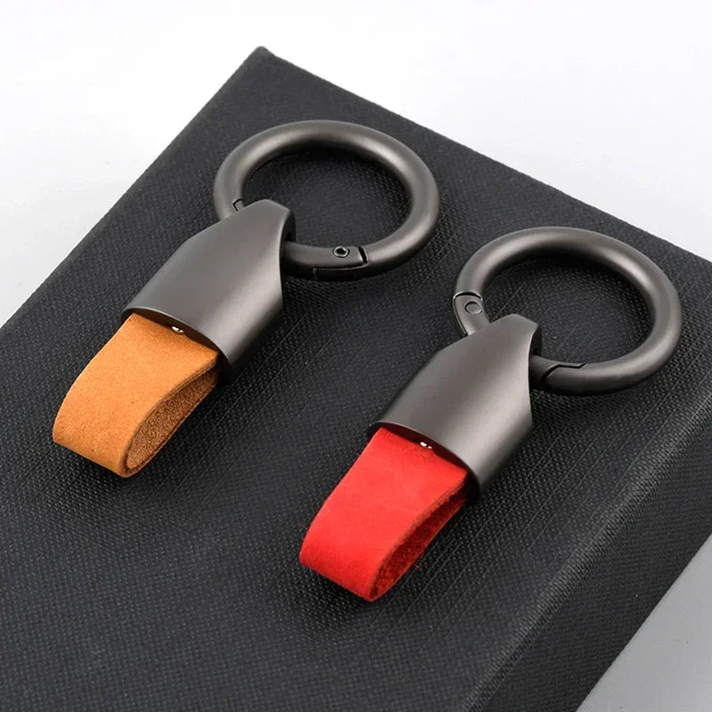 Cowhide Leather Keychain Carabiner Ring Everyday Carry - Tophatter Daily Deals