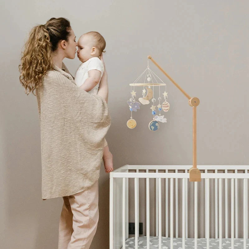 Wooden Crib Mobile Bracket Newborn Sensory Toys Soothing - Tophatter Daily Deals