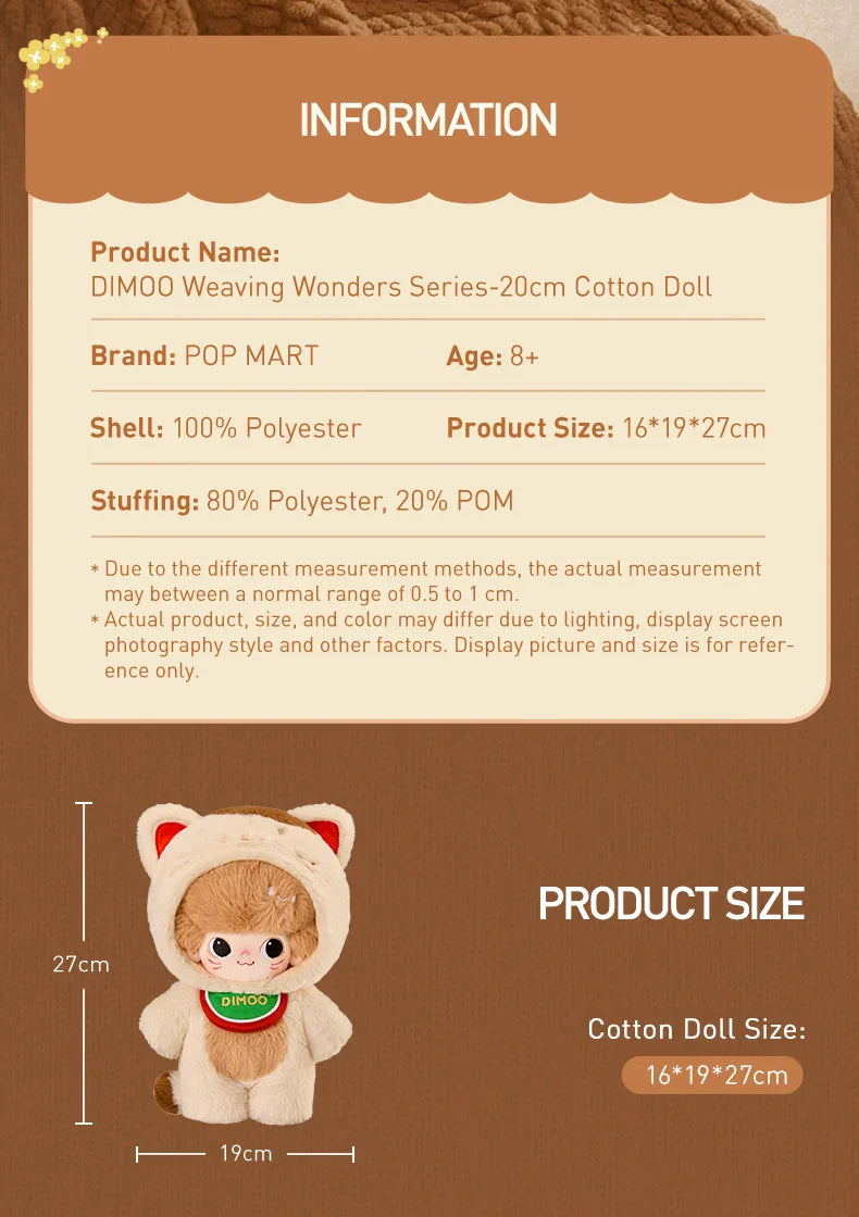 Genuine Pop Mart Dimoo Weaving Wonders Series - 20cm Doll Animals - Tophatter Daily Deals