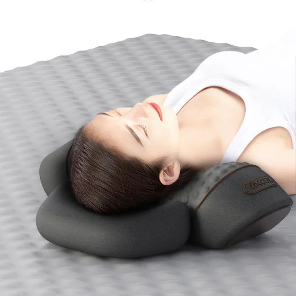 Neck Massage Pillow Heating Vibration Memory Foam Support - Tophatter Daily Deals