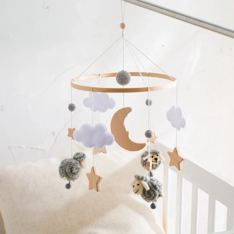 Wooden Felt Animal Crib Mobile With Soothing Calming Music - Tophatter Daily Deals