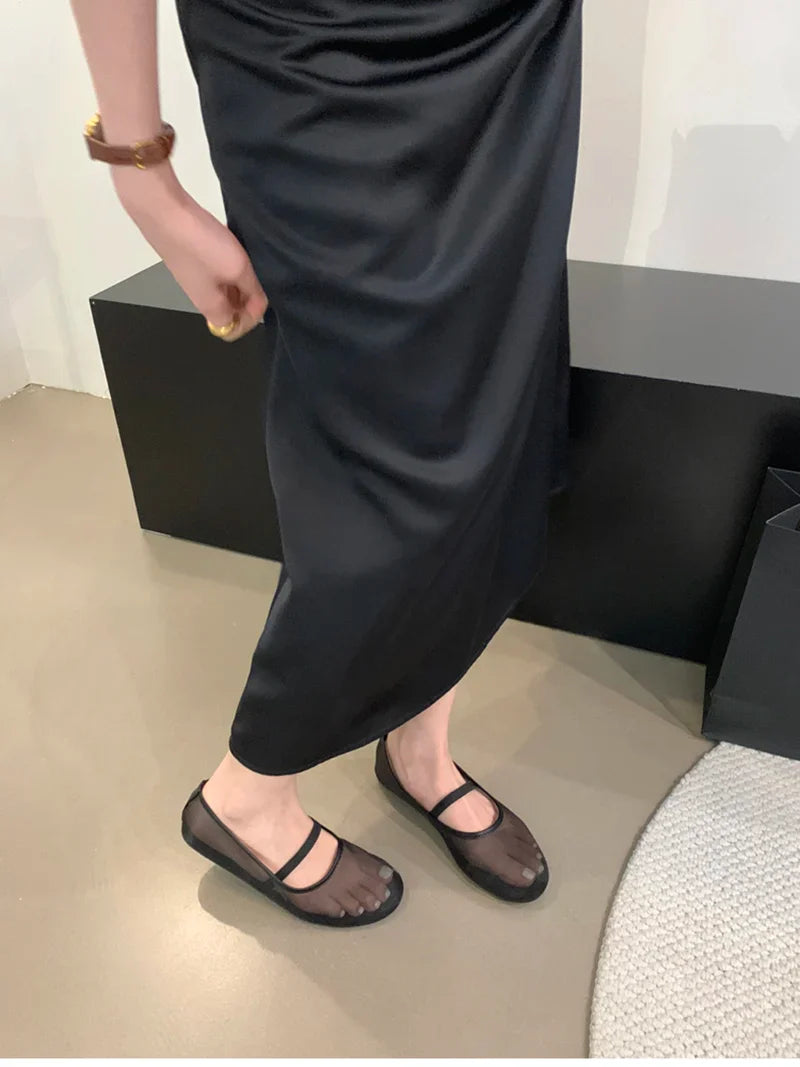 Lightweight Women’s Mary Jane Flats - Shallow Mesh, Casual - Tophatter Daily Deals