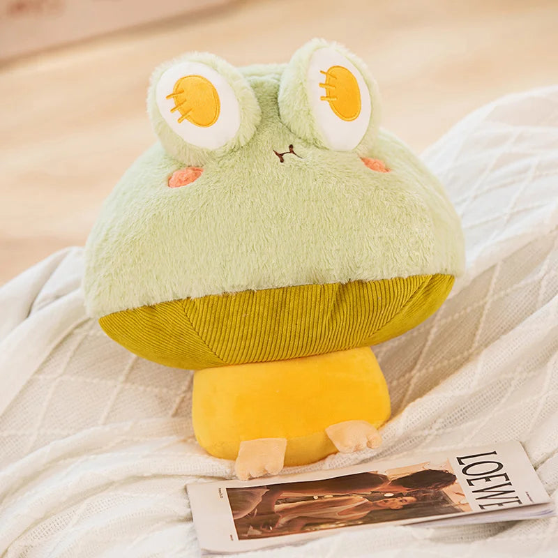 Soft Frog Plushie Stuffed Kawaii Animals Red Mushroom Hat Frogs Green - 35cm Animals - Tophatter Daily Deals