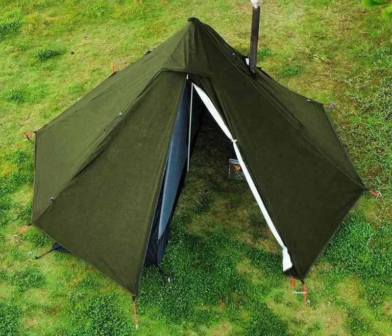 Tipi Hot Tent with Chimney Window Bushcraft Green Tents - Tophatter Daily Deals