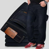 Oversized Relaxed Men's Jeans - High Waist, Stretch Denim 8010-Black A - Tophatter Daily Deals