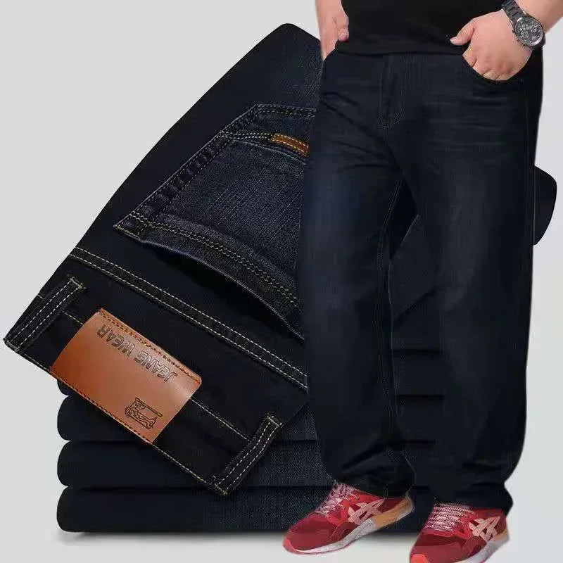 Oversized Relaxed Men's Jeans - High Waist, Stretch Denim 8010-Black A - Tophatter Daily Deals