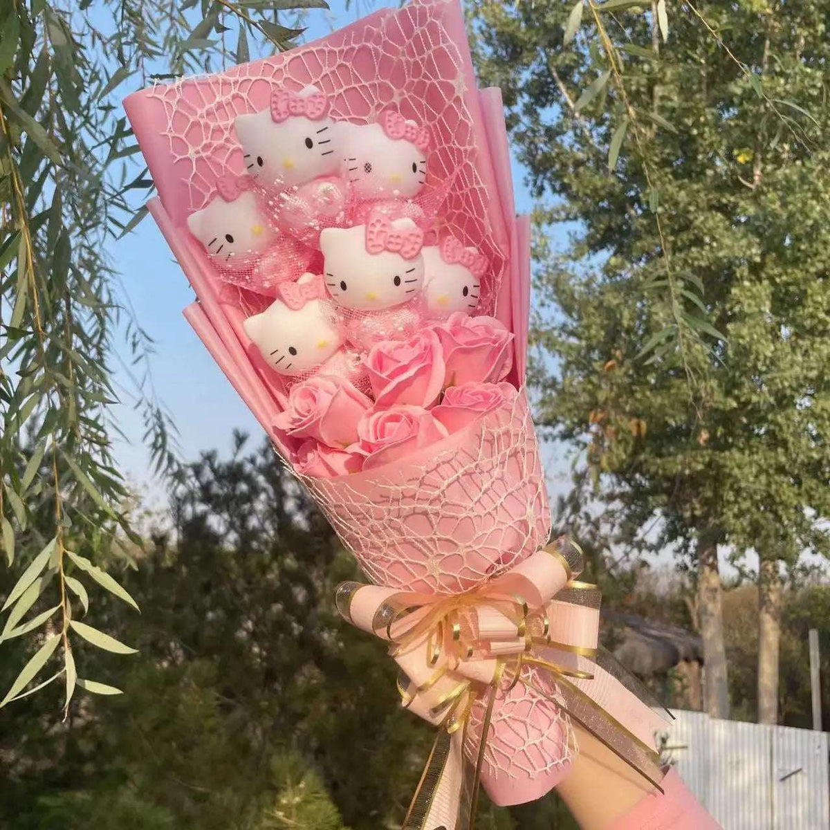 Sanrio Hello kitty Plush Toy Stuffed Animals Bouquet Hello Kitty Pink Flowers - Tophatter Daily Deals