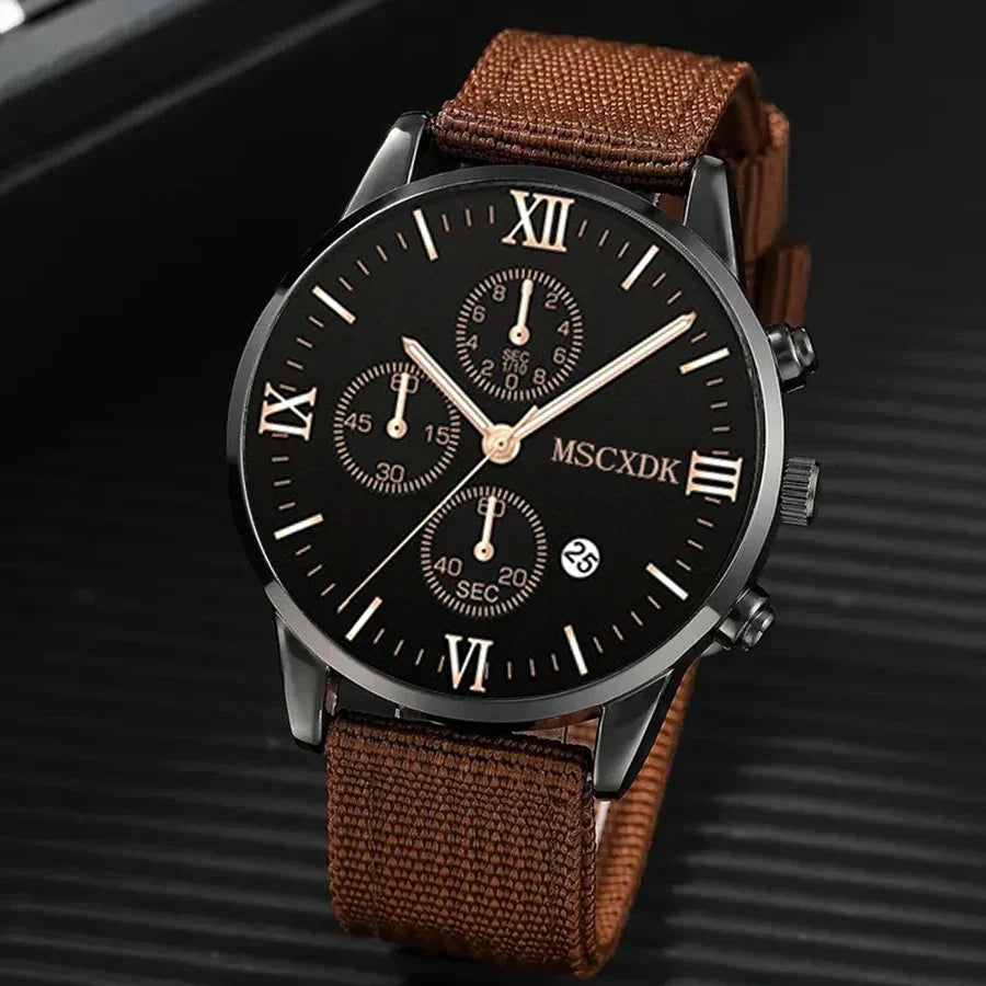4pcs Men's Quartz Watch Set with Bracelets (Coffee) Apparel & Accessories > Jewelry > Watches - Tophatter Daily Deals