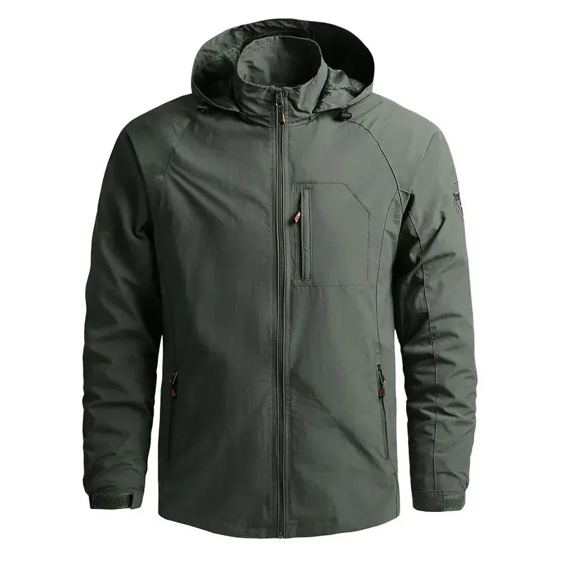 Waterproof Men Jacket- Hooded Windbreaker Polyester Camping - Tophatter Daily Deals