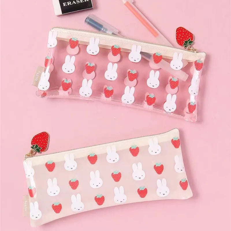 Miffy Strawberry Transparent PVC Zipped Case Animals - Tophatter Daily Deals