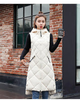 Lightweight Women's Long Puffer Vest - Hooded Cotton Winter - Tophatter Daily Deals