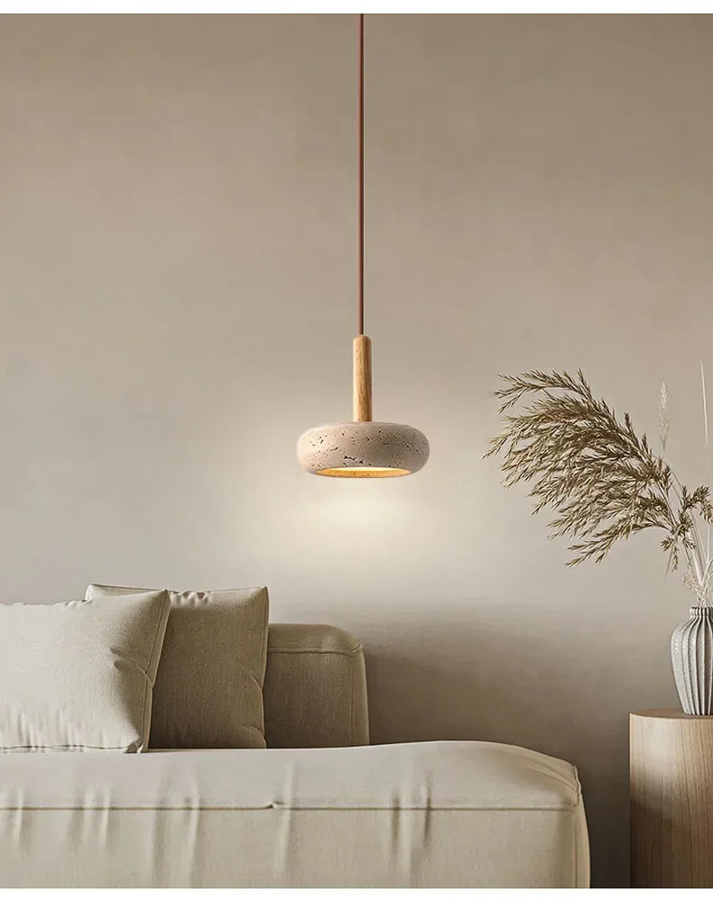 Japandi LED Pendant Lamp Yellow Stone Wabi Sabi Ambient Design - Tophatter Daily Deals