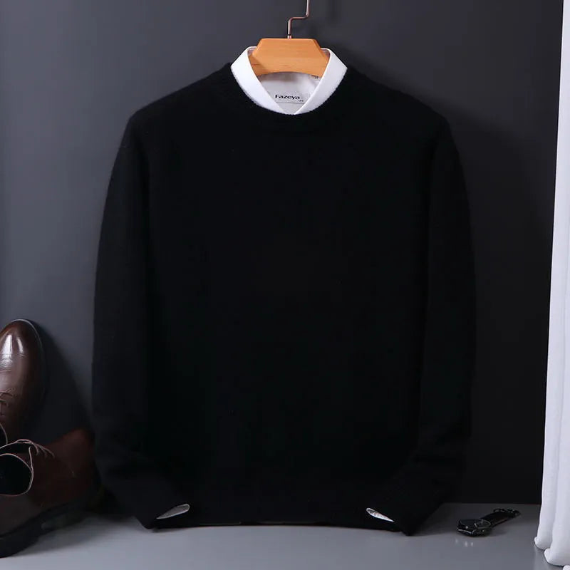 Soft Men's Cashmere Sweater - Crew Neck, Cashmere, Office Black - Tophatter Daily Deals