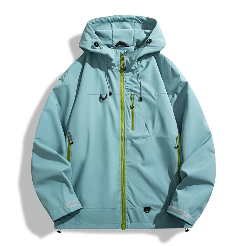 Waterproof Unisex Windbreaker - Hooded Single-Layer, Hiking Light Green - Tophatter Daily Deals