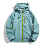 Waterproof Unisex Windbreaker - Hooded Single-Layer, Hiking Light Green - Tophatter Daily Deals