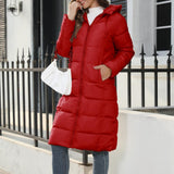 Insulating Women's Down Coat - Hooded Quilted, For Winter Red - Tophatter Daily Deals
