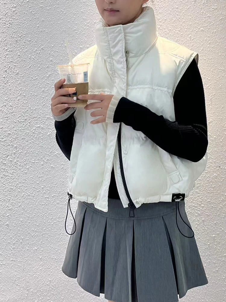 Warm Women’s Down Vest - Stand Collar, Duck Down, Winter - Tophatter Daily Deals