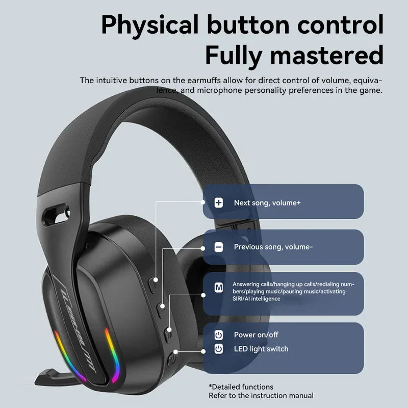 Gaming Headset Bluetooth 5.4 Wireless RGB Low Latency - Tophatter Daily Deals