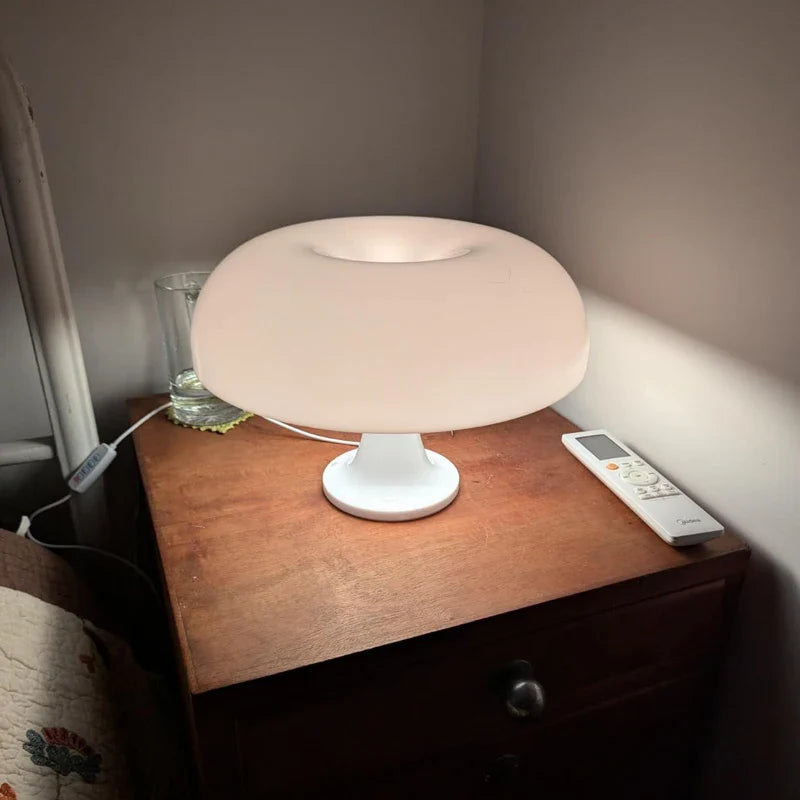 Japandi LED Mushroom Table Lamp Ivory Minimalist Bedside Lighting - Tophatter Daily Deals