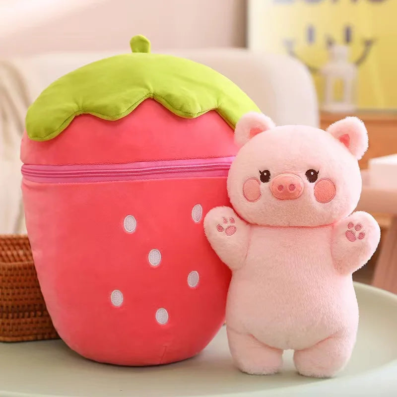 Bunny Taiyaki Plush Toys Cute Strawberry Pig Rabbits Strawberry Pig Animals - Tophatter Daily Deals